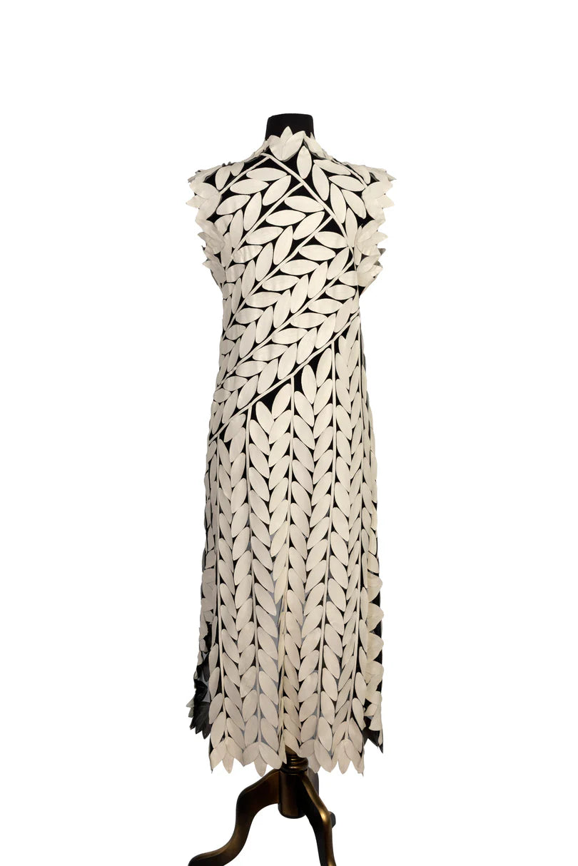 FLAT LEAF MAXI VEST CREAM