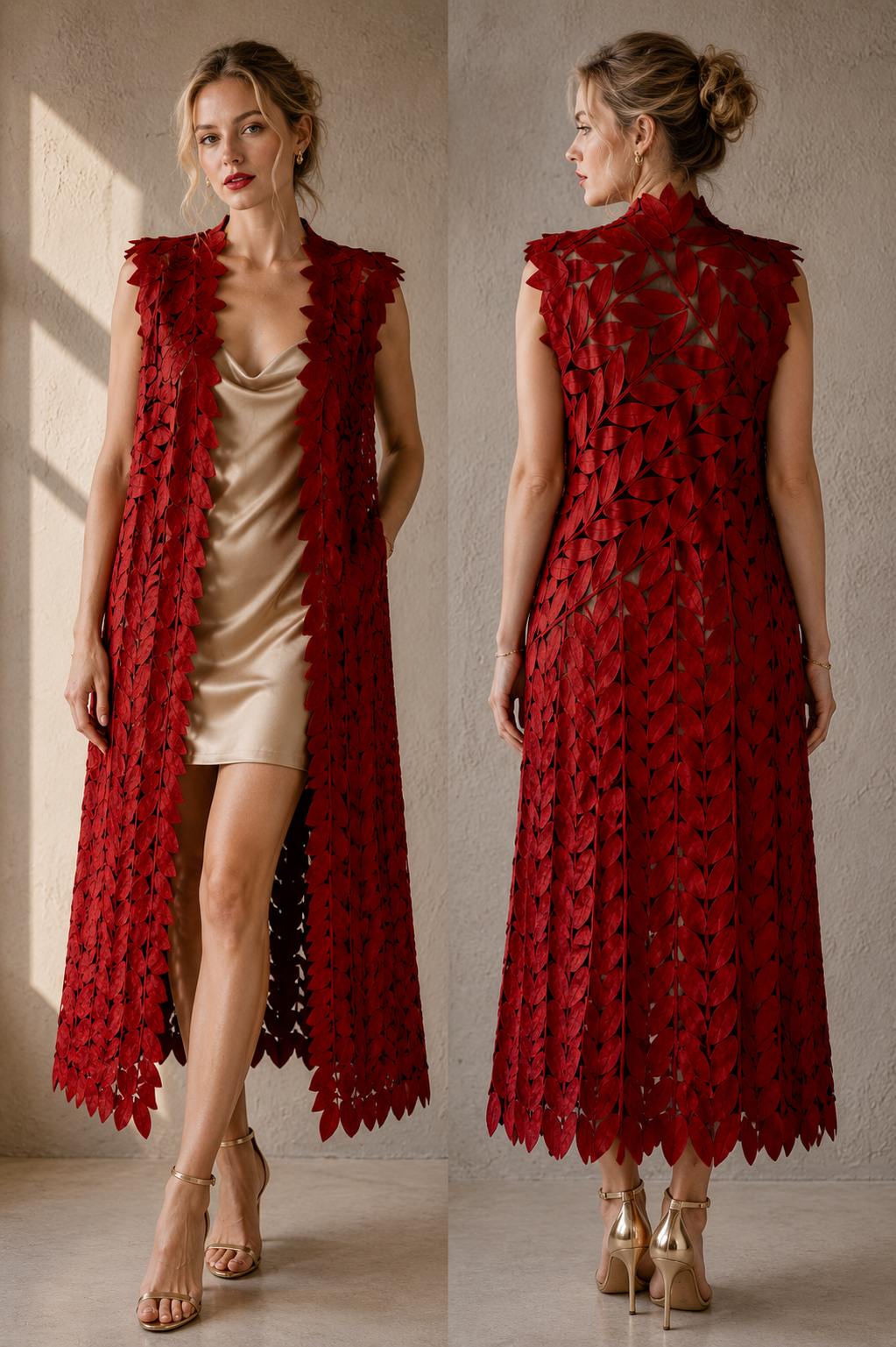 FLAT LEAF MAXI VEST RED