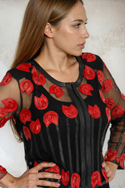 ROSALINDA SEMI-CORSET TOP RED