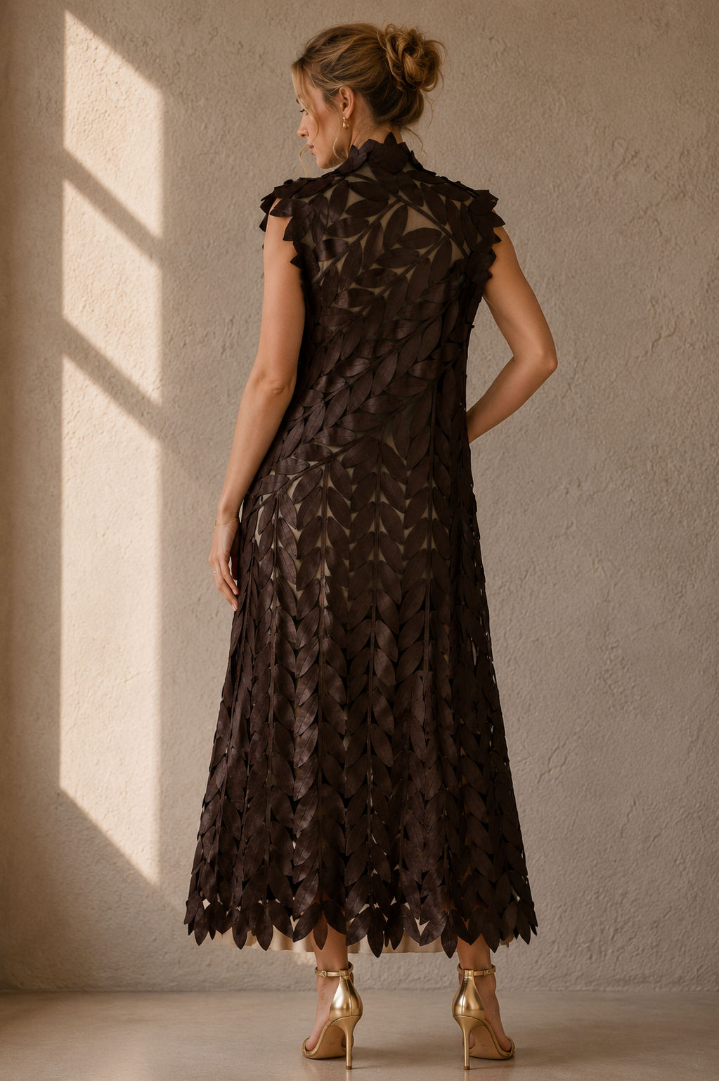 FLAT LEAF MAXI VEST BROWN