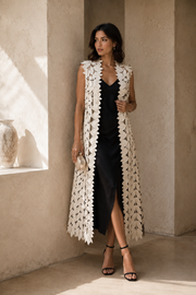 FLAT LEAF MAXI VEST CREAM