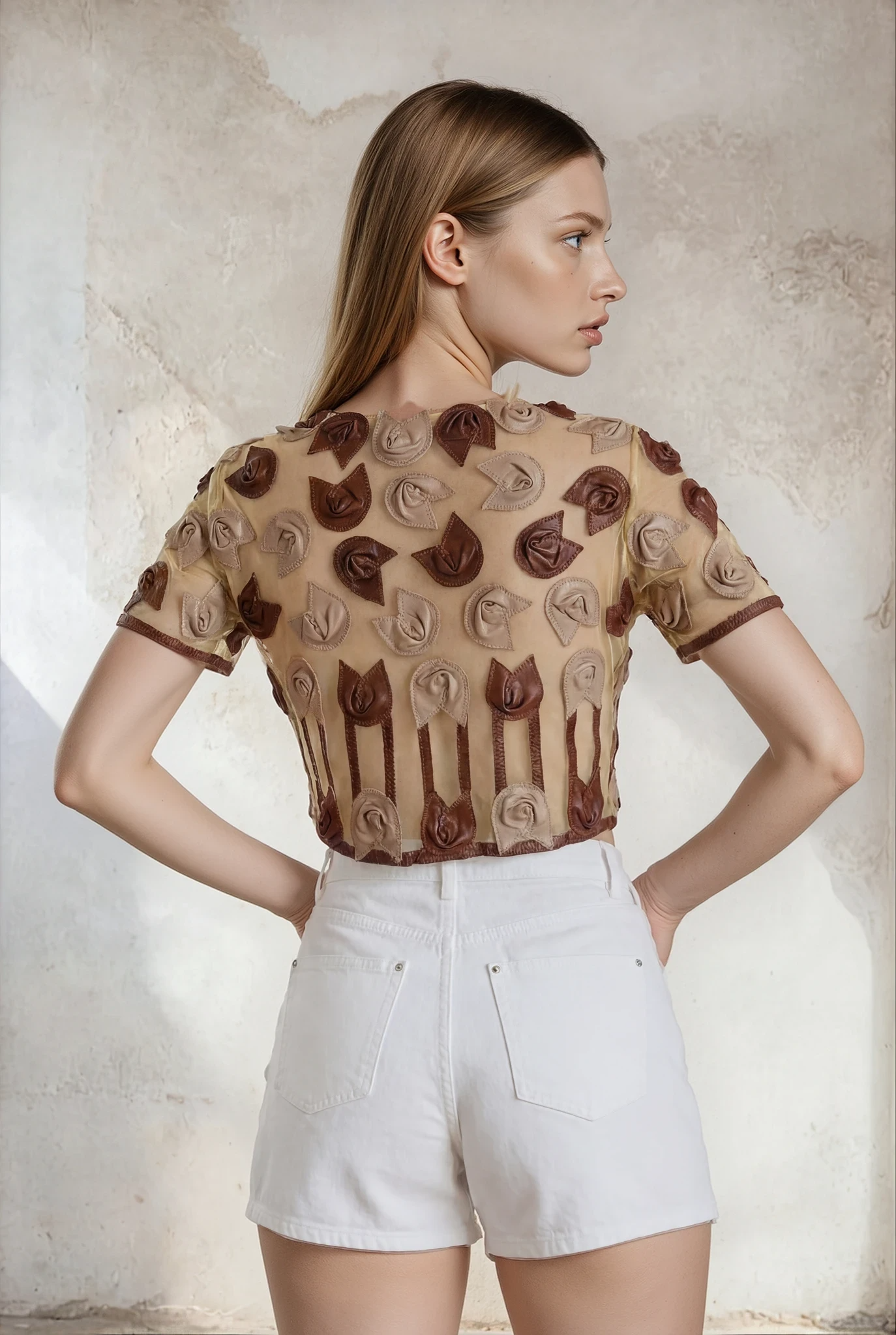 TULIP CROP TOP TAUPE/BROWN