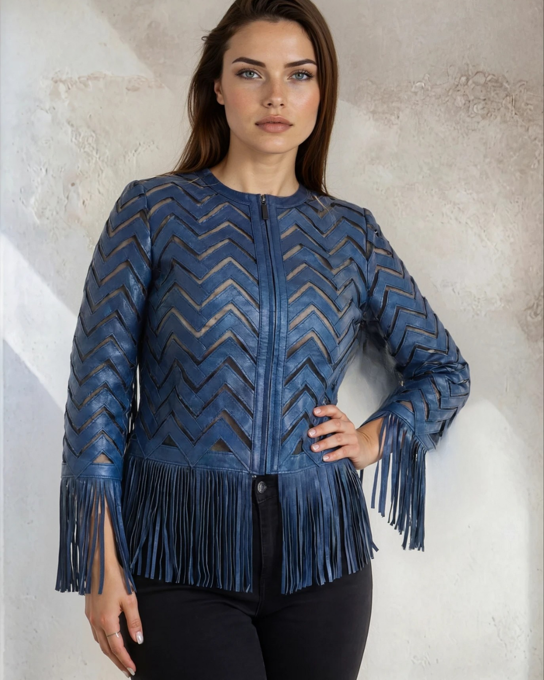 INDIGO FRINGE JACKET