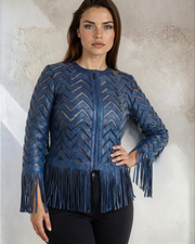 INDIGO FRINGE JACKET