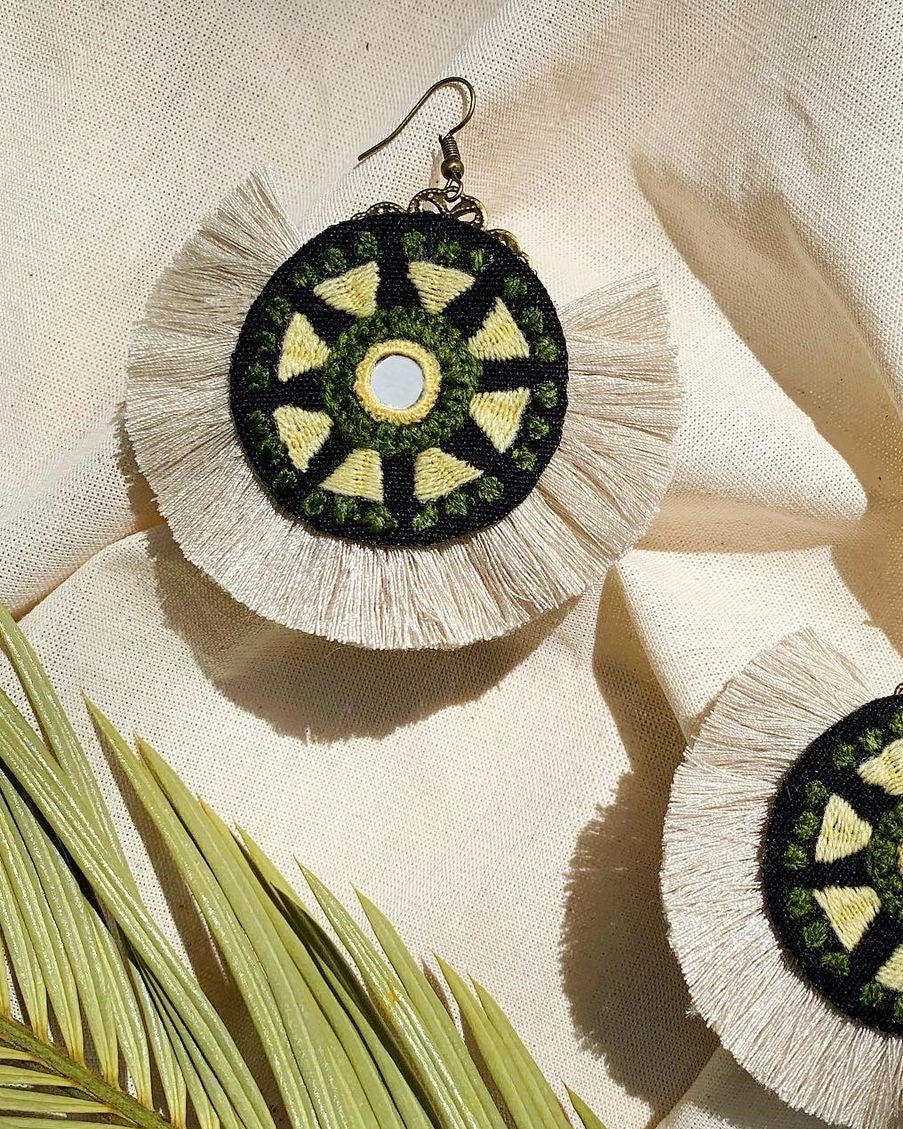 Earrings with mirror works